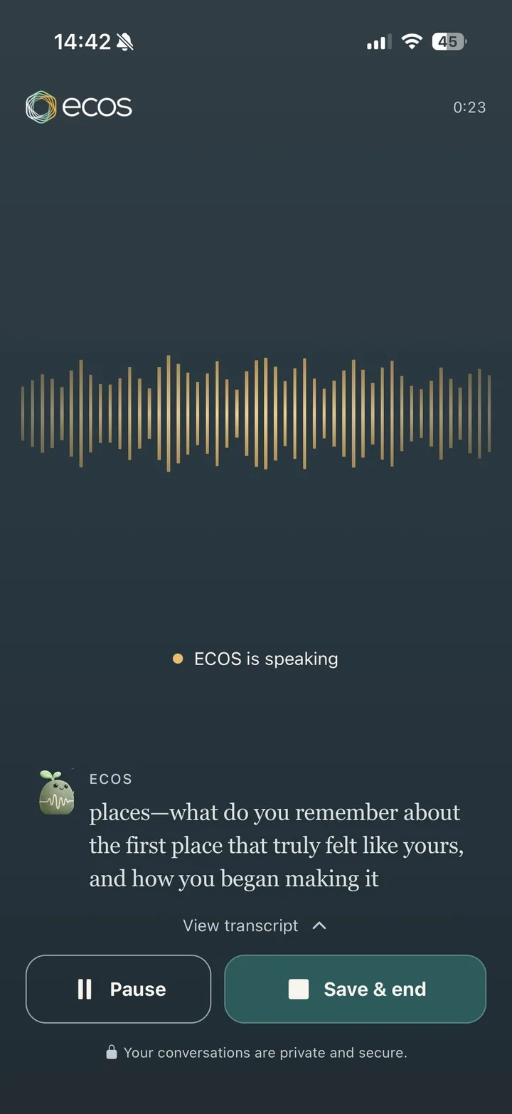 ECOS app: a voice conversation with ECO